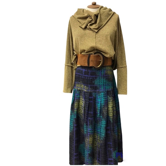 Vtg 80s Flowy Midi Skirt, Sz 16 (XL?) - Picture 6 of 7